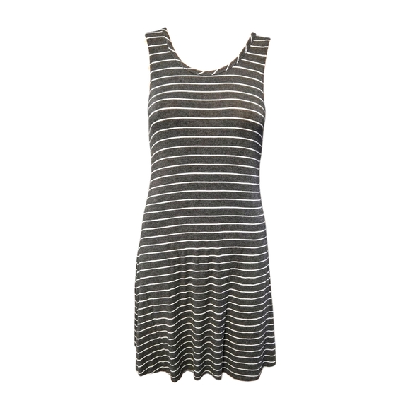 Striped Knit Tank Dress Sz S Criss Cross Back Granola Girl Normcore USA Y2K - Picture 3 of 12